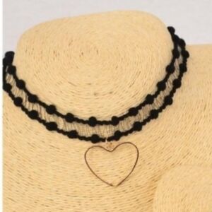 Romantic Lace Choker Black Heart Charm Light Dainty Feminine Goth NEW NWT